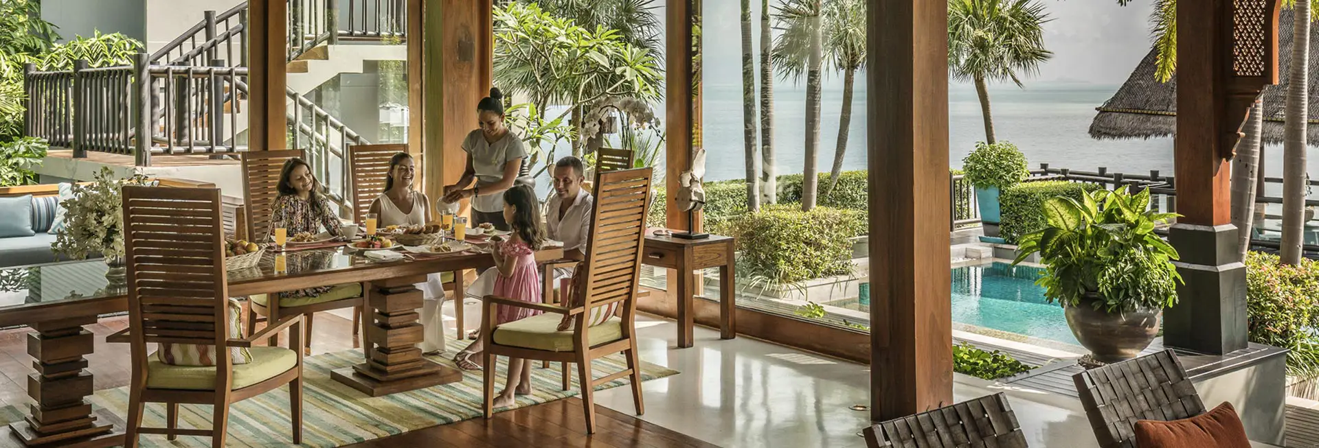 Private in-villa dining service overlooking the sea in Koh Samui